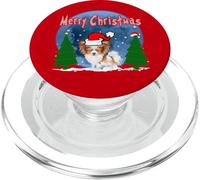 Papilon Dog Merry Christmas Santa Hat Funny Xmas PopSockets PopGrip para MagSafe