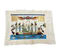 Papiro Egipcio Artesanal, Pintura a Mano Original, Escena del Antiguo Egipto con Deidades y Barca, Papel de Papiro Natural, 22 x 33 cm