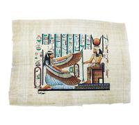 Papiro Egipcio Auténtico de Hathor y Maat - Obra Artesanal Pintada a Mano - Diosa del Amor y Diosa de la Justicia - 22×33 cm - Arte Tradicional de Egipto