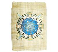 Papiro Egipcio Original, Arte del Zodiaco de Dendera, Pintado a Mano, 22x33 cm, Decoración Cultural Mística del Antiguo Egipto