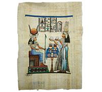 Papiro Egipcio Original, Pintura a Mano de la Diosa Hathor y Reina Nefertari, Arte Egipcio Decorativo, 22x33 cm