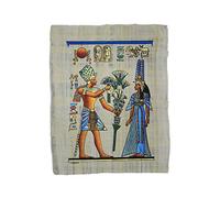 Papiro original hecho a mano en Egipto de 33x43 cm aproximadamente, Representa Ramsés II con Nefertari, Ref.54V-A