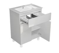 paplinskimoebel - Lavabo con armario bajo 60 cm de ancho Ariza Sink, colgante o de pie, lavabo con armario bajo para baño, armario bajo lavabo blanco brillante frontal