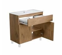 Paplinskimoebel - Lavabo con armario bajo 80 cm Ariza, colgante o de pie, baño madera/roble Lancelot