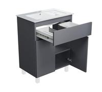 paplinskimoebel - Lavabo con mueble bajo de 60 cm de ancho Ariza Sink, colgante o de pie, lavabo con mueble bajo para baño, mueble bajo para lavabo gris mate