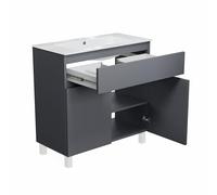 paplinskimoebel - Lavabo con Mueble de baño de 80 cm de Ancho Ariza, versión suspendida o de pie, Accesorios de baño en Color Gris Mate
