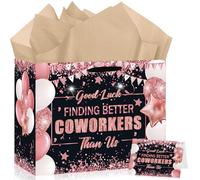 Papmiunm Bolsa de regalo para fiesta de despedida de despedida, buena suerte, para encontrar mejores compañeros de trabajo que nosotros, bolsas de regalo y suministros de papel de regalo (oro rosa