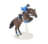 Papo - Caballo DE Salto OBSTACULAR Y SU Jinete - Figurita Realista - de 3 años - Caballos, Potros y Ponis - Pintado a Mano - Juguete Educativo - Detalles fieles - Idea de Regalo