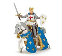 Papo Figura de San Luis y Su Caballo, Colección Medieval, Niños 3+ | Un rey montado en un fogoso corcel | pintado a mano | una escena de caballería | una bonita pieza para exhibir | gran regalo