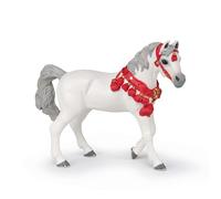 Papo- Caballo árabe Blanco con Traje de Parada, Polainas y poneys Figura 51568, Multicolor