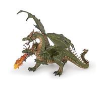Papo-Zweiköpfiger Drache 36019 Fantasy World Figura de dragón de Dos Cabezas, Multicolor, color verde rojo