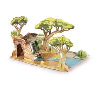 Papo - Playset La Sabana - de 3 años - Decoración de Animales Salvajes - Entorno de Juego - Figuras no Incluidas - Compatible con Figuras - Cartón 3D - Idea de Regalo Divertida y Creativa