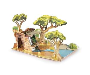 Papo - Playset La Sabana - Decoración de Animales Salvajes - Entorno de Juego - Compatible con Figuras - Cartón 3D - Idea de Regalo Divertida y Creativa