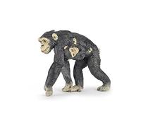 Papo Figura chimpance con cria 7X3X6CM, Multicolor (50194) Animal, Color Negro, Beige