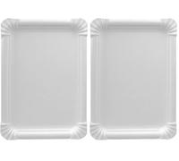 PAPSTAR 11071 250 Pure - Bandeja Rectangular de cartón (16,5 x 20 cm), Color Blanco (Paquete de 2)
