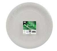 Papstar 11740 - Platos desechables, redondo, 29 cm de diámetro, certificado FSC, apto para alimentos, Blanco, paquete de 50 unidades