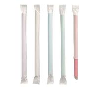 PAPSTAR 1200 pajitas de papel Bubble Tea Ø 12 mm · 20 cm de colores surtidos envueltas individualmente, punta por un lado