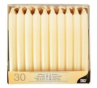 Papstar 13706, 30 Velas de mesa, diámetro 2,1 centimeter, altura 19,6 centimeter, crema