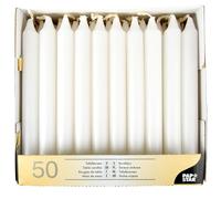 Papstar 13800 - Velas rectas, 21 mm de diámetro, 50 unidades, color blanco