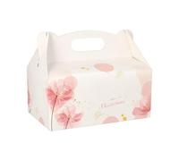 PAPSTAR 18851 - Caja de cartón para postres con asa (20 Unidades, 20 x 13 x 9 cm), diseño de Rosa