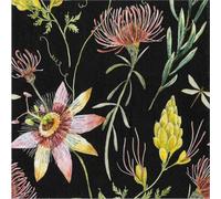 Papstar 20 servilletas de papel con diseño de flores en color negro para decoración de mesa, servilletas de papel con diseño. También para decoupage y decoupage (33 x 33 cm)