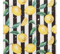 Papstar 20 servilletas de papel con diseño de limones en rayas negras y blancas como decoración de mesa. Servilletas de papel con diseño. También para decoupage y decoupage (33 x 33 cm)