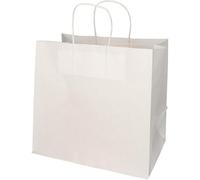 Papstar 25 bolsas de papel, dimensiones 25 cm x 26 cm x 17 cm, color blanco con asa trenzada, 25 bolsas x 12 paquetes