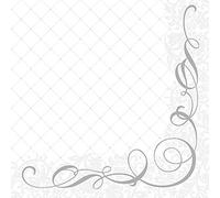 Papstar - 5 x 50 servilletas Royal Collection plegables ¼ 40 cm x 40 cm, plata Megan