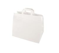 PAPSTAR 50 bolsas de papel de 27 cm x 32 cm x 17 cm blanco con asa, recibirás 8 paquetes de 50 unidades (total 400 unidades)