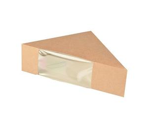 PAPSTAR 50 cajas para sándwiches de cartón con ventana de PLA 12,3 cm x 12,3 cm x 5,2 cm, color marrón