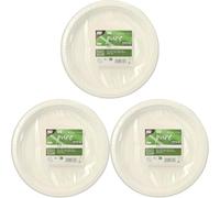 PAPSTAR 50 platos de caña de azúcar pura sin dividir, diámetro de 23 cm, 2 cm, color blanco (Paquete de 3)