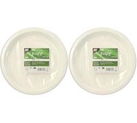 PAPSTAR 50 platos de caña de azúcar pura sin dividir, diámetro de 23 cm, 2 cm, color blanco (Paquete de 2)