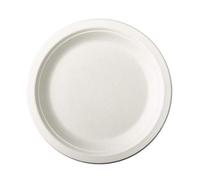 PAPSTAR 50 platos de caña de azúcar puro sin divisiones, diámetro de 18 cm, 2 cm, color blanco, 50 unidades