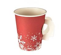 Papstar 85494, 50 Vasos con Asa, Papel, 0,2 Liter, Diámetro 8 cm/ 9,3 cm, Café, Cacao, Té, "Winter Time"