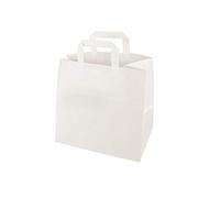 PAPSTAR 86448 50 bolsas de papel de 25 cm x 26 cm x 17 cm, con asa, 400 unidades, color blanco