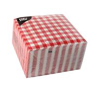 Papstar 87102 - Servilletas con diseño de cuadros (330 x 330 mm, 14 pliegues, 3 capas, tejido de cuadriculado, color rojo y blanco