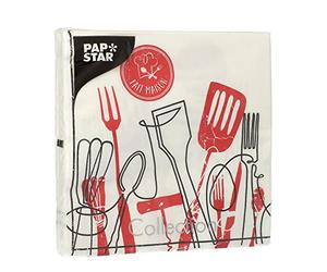 Papstar Ma Cuisine - Servilletas (20 unidades, 3 capas, pliegue 1/4, 33 x 33 cm)