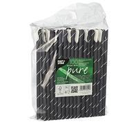 Papstar Pajitas de papel con cuchara, 8 mm de diámetro, 20 cm de diámetro, color negro y blanco "Stripes" 87991 pajitas de papel, pajitas de papel Shakehalme, 100 unidades