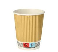 Papstar Papp-Trinkbecher Pure Ripple Wall, 0,3 l, Beige aus gerillter Pappe mit PLA-Beschichtung, Durchmesser: 90 mm - 1 Stück (88363) Marca