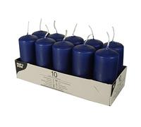 Papstar Pillar10Pack Vela, Cera de parafina, Azul Oscuro, 40 mm, 10