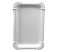 Papstar Platos de cartón Cuadrados Pure, Dimensiones: 130 x 200 mm, Color Blanco