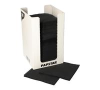 PAPSTAR PUNTO 87362 - Servilletas (100 unidades, 2 capas, pliegue 1/4, 20 x 20 cm, en caja dispensadora), color negro