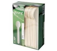 Papstar Pure - Cucharillas de papel (155 mm, 100 unidades), color blanco