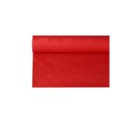 PAPSTAR Rollo de mantel de papel rojo con relieve de damasco, 8 m x 1,2 m, fácil de cortar para el hogar o cualquier evento al aire libre #18598