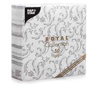 Papstar, Royal Collection - Juego de 50 servilletas (Pliegue 1/4, 40 cm x 40 cm Gris damascato, # 85005