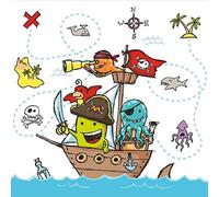 Servilleta-n Pirat-en 33 x 33 cm, 20 unidades, en papel de embalaje ecológico, 3 capas, impresión con colores a base de agua, sin blanqueadores ópticos, certificado FSC Eco Label