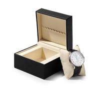 Papten Caja Para Relojes De Piel, Estuche Para Relojes Inteligentes Y Relojes De Pulsera, Con Cojín Para Relojes Y Compartimento Para Tarjetas De Regalo. Ideal Como Regalo (negro)
