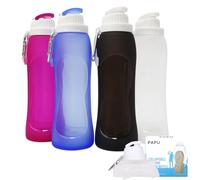PAPU Botella de agua sin BPA,Botella de agua ultraligera 500ml plegable a prueba de derrames Botella de agua para gimnasio Yoga Senderismo al aire libre(Blanco)