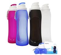 PAPU Botella de agua sin BPA,Botella de agua ultraligera 500ml plegable a prueba de derrames Botella de agua para fitness Gimnasio Yoga Senderismo al aire libre(Azul)