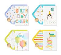 Papyrus Surtido de tarjetas de cumpleaños en caja, cumpleaños brillante (4 unidades)